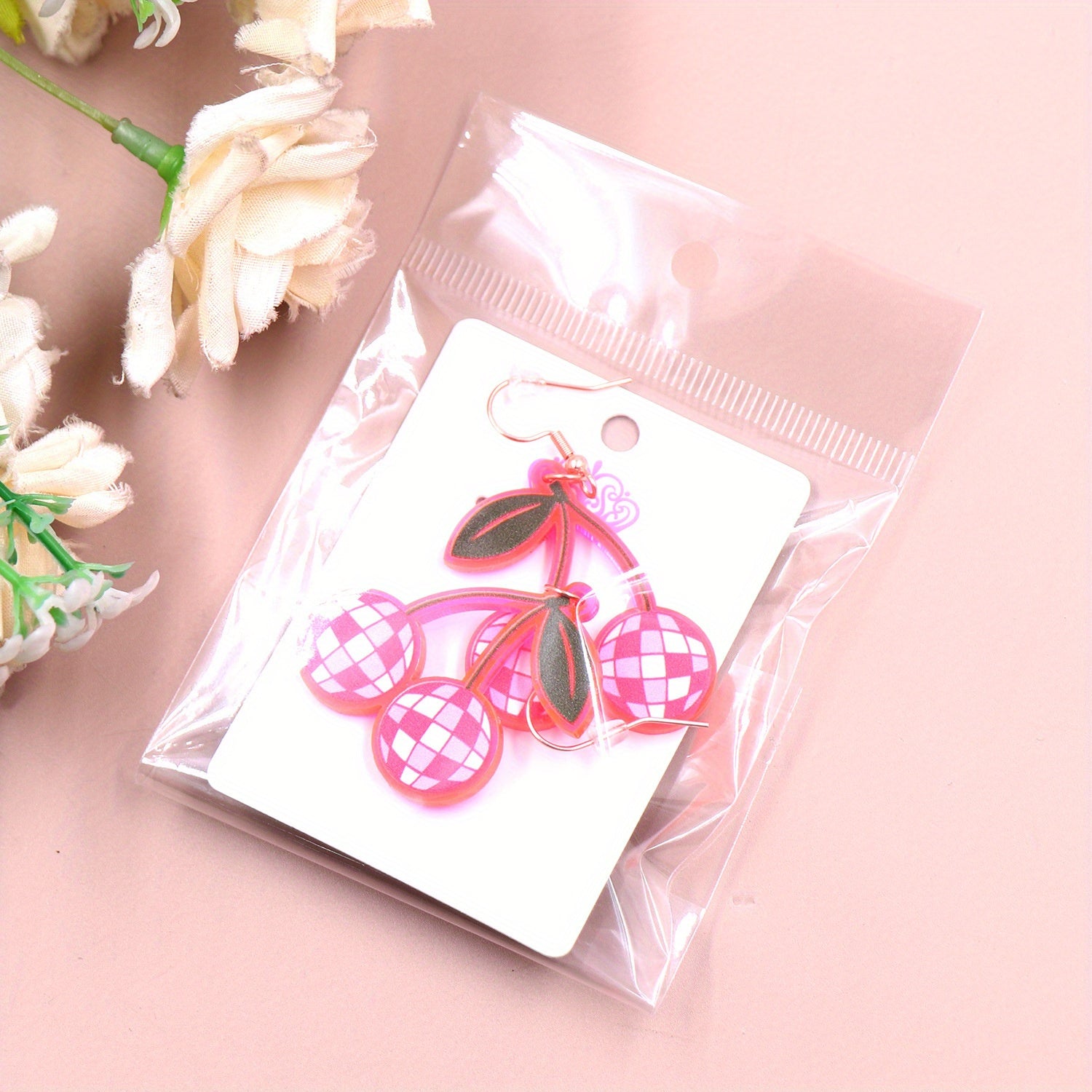 Cherry Fruit Spike Ball Ear Hook Earrings Y2K Jewelry