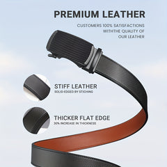 Carbon Fiber Leather Belt Automatic Buckle Two layer Cowhide Belt For Men