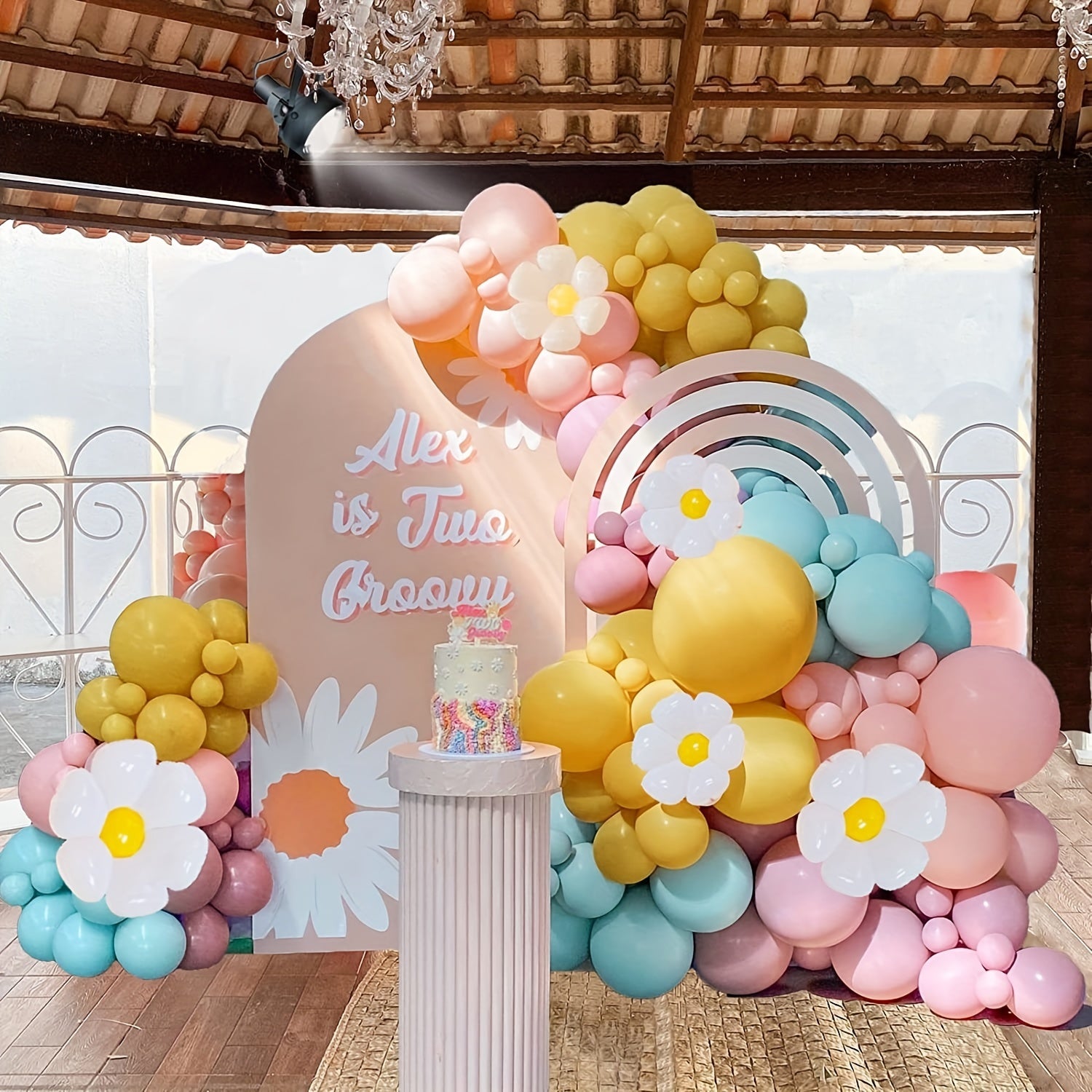 140Pcs Daisy Balloon Garland Arch Kit Flower Theme Party Decoration