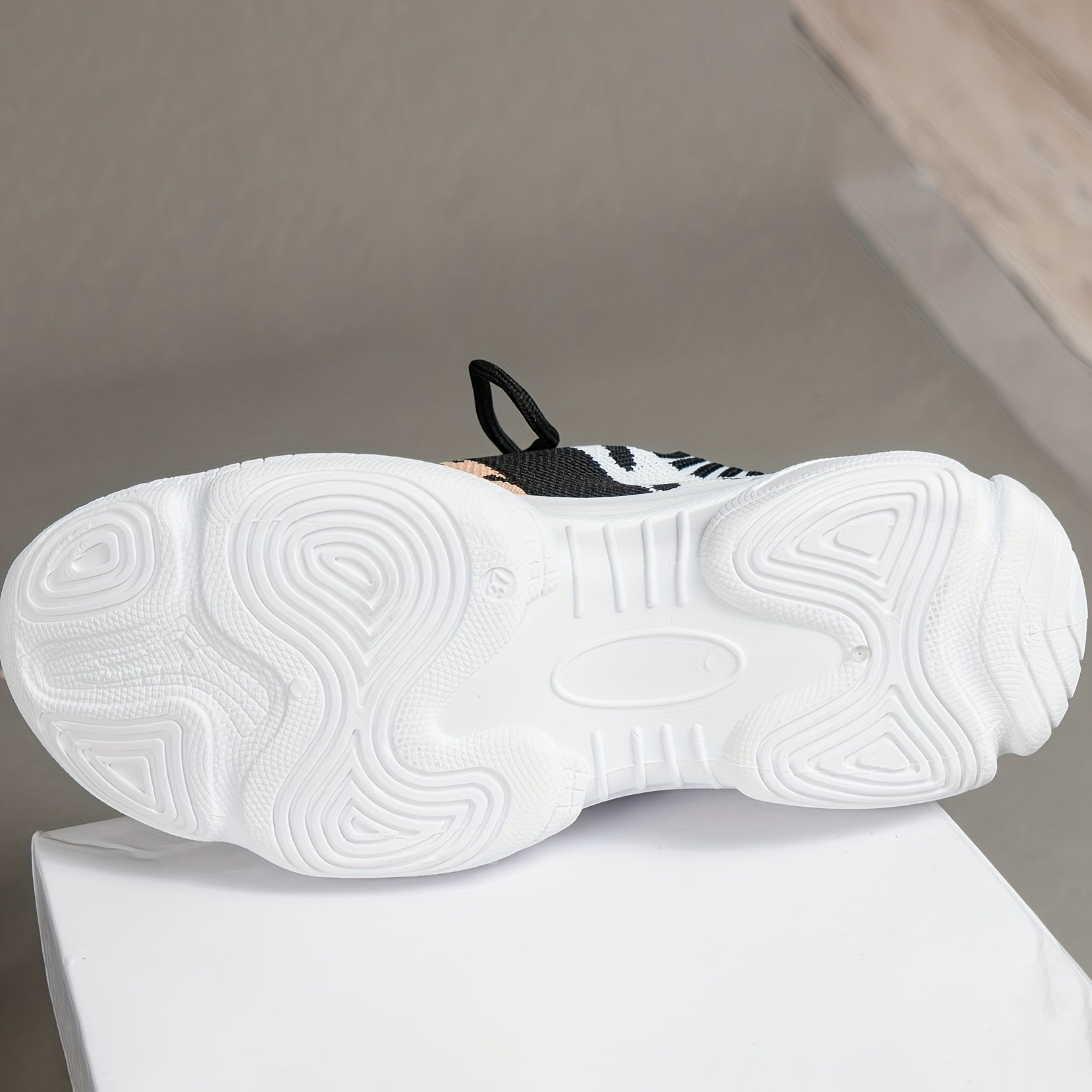 Leopard Print Platform Sneakers Knit Lace Up Outdoor Shoes