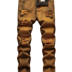 Men's Vintage Skinny Ripped Slim Fit Denim Jeans