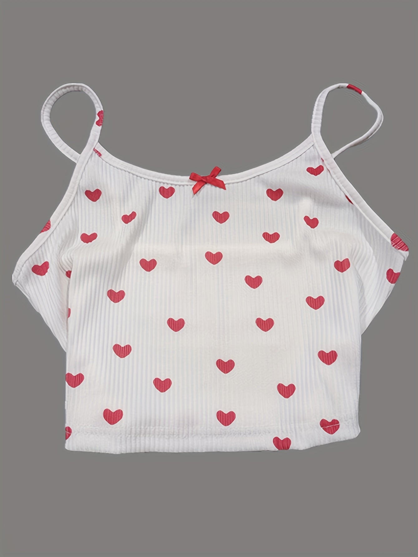 Heart Print Pajama Set Cami Top & Shorts Women's Sleepwear