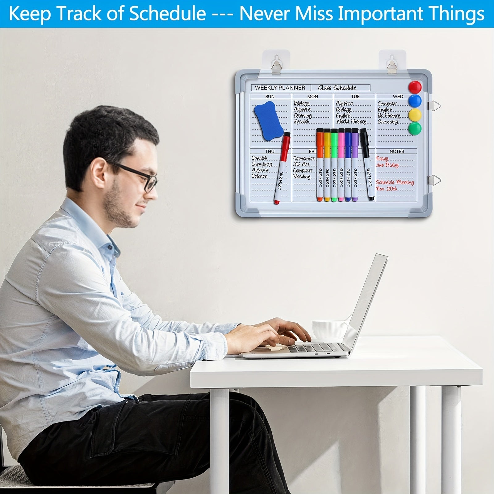 Weekly Dry Erase Board 40 64X30 48 Cm Double Sided Calendar Whiteboard