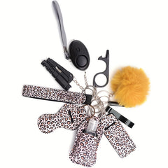 11 Piece Safety Keychain Set for Girls Self Defense No Touch Door Opener Whistle