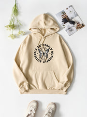 Butterfly & Letter Print Drawstring Sweatshirt Top Long Sleeve Pullover Hoodie