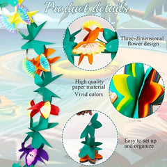 Colorful Paper Hibiscus Wreath For Hawaiian Parties