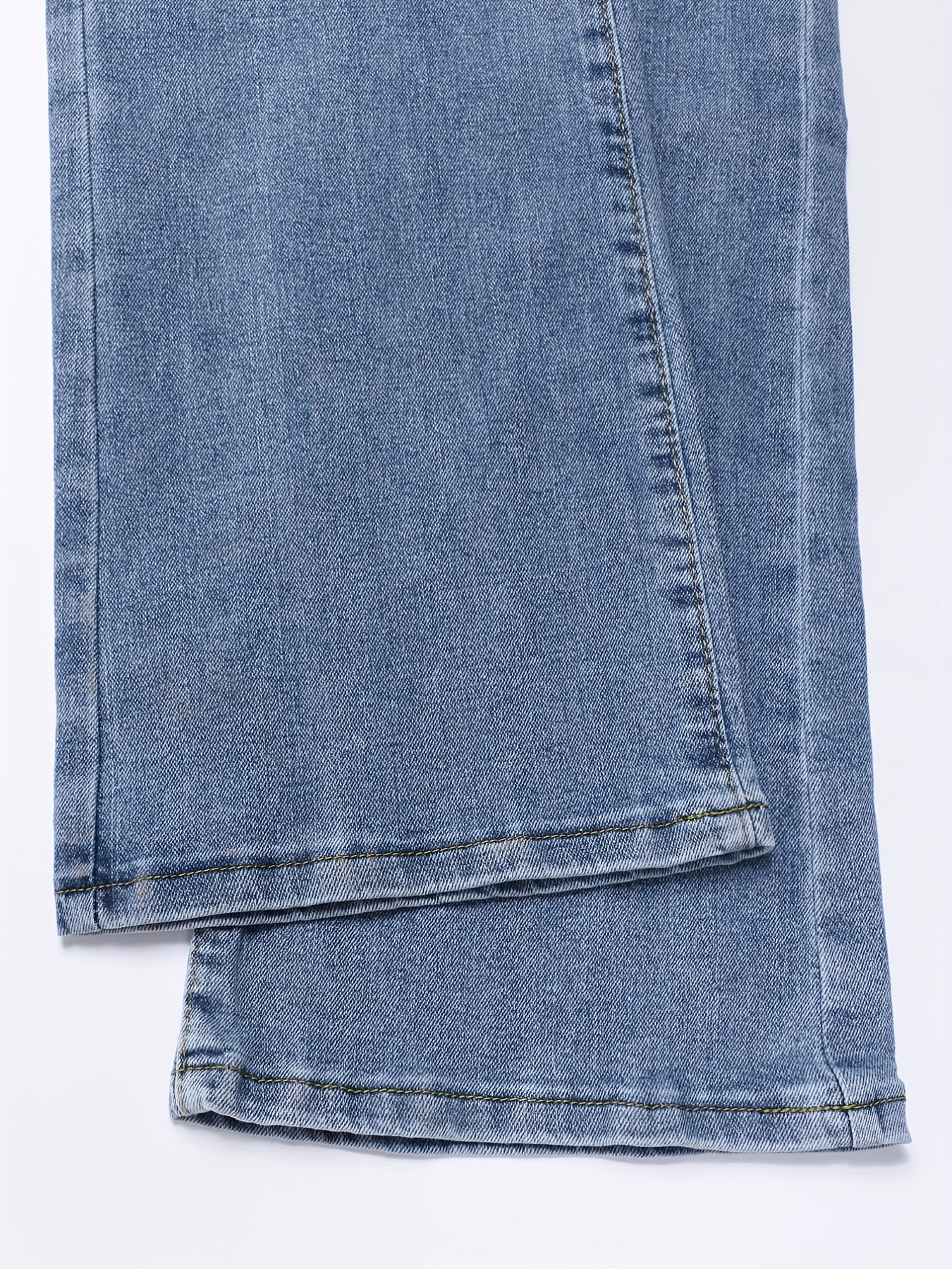 Wide Leg Denim Pants Slash Pockets High Stretch Baggy Jeans