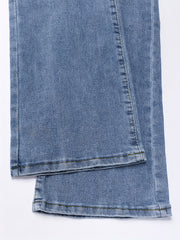 Wide Leg Denim Pants Slash Pockets High Stretch Baggy Jeans