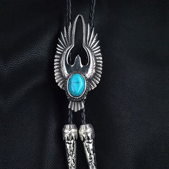 Turquoise Eagle Bolo Tie Steel Soaring Eagle Collar Rope Wings Shirt Accessories