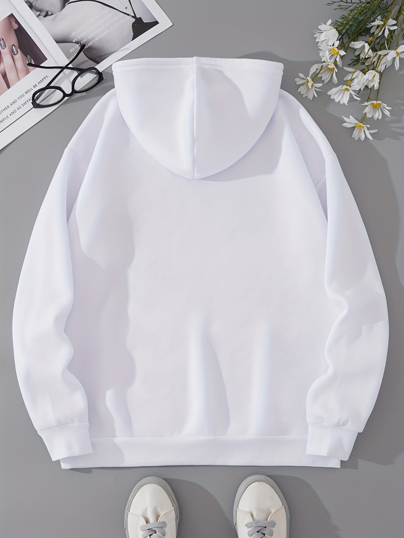 Solid Hoodies Casual Drawstring Long Sleeve Kangaroo Pocket Sweatshirt