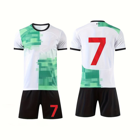 2 Boys Breathable Block 7 Football Training Outfit Quick drying