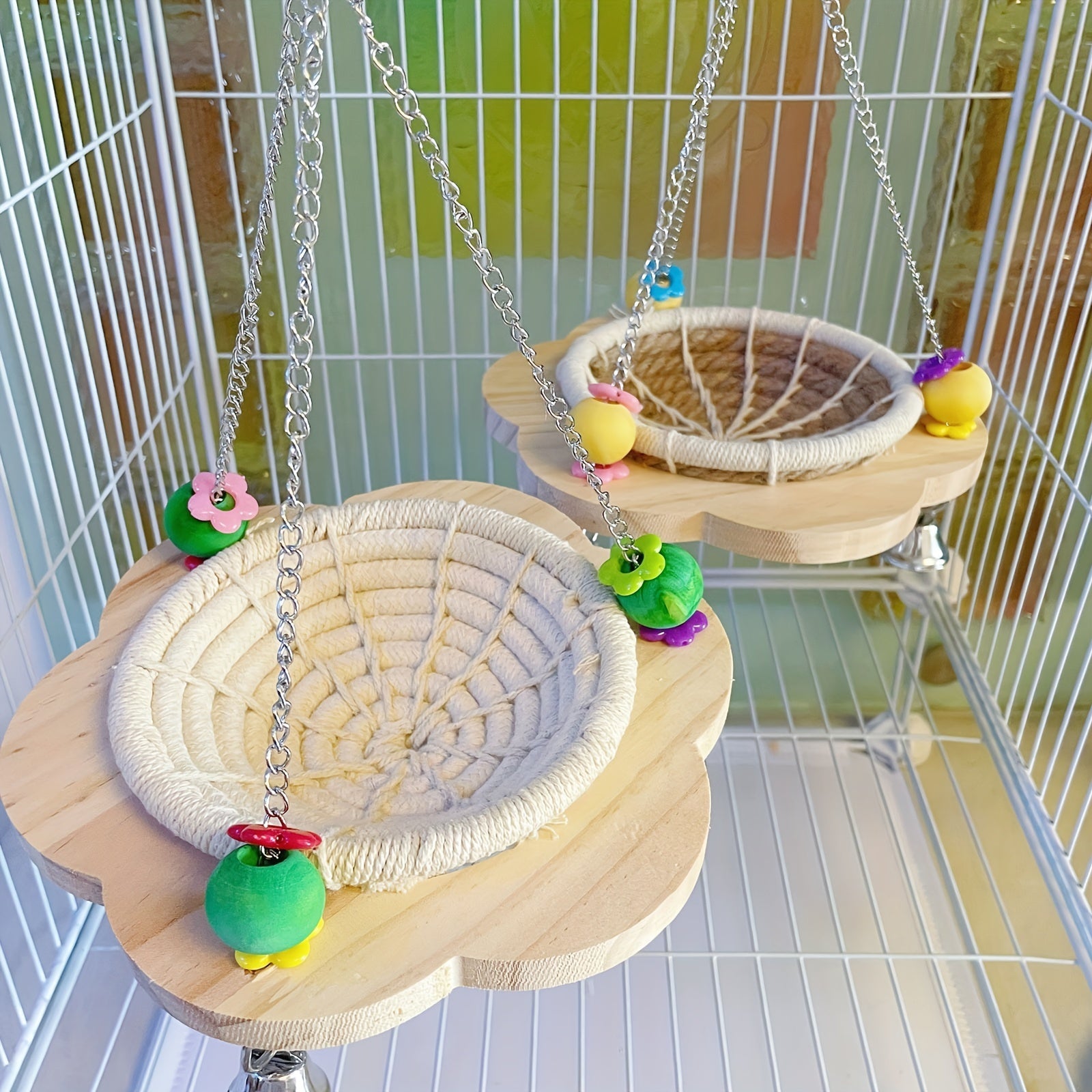 Cotton Rope Bird Breeding Nest Hanging Rest Bed Swing Hammock Toy