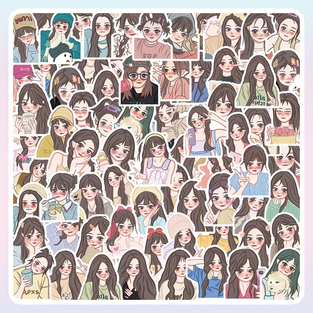 60pcs Beauty Selfie Graffiti Stickers Laptop Helmet Decor Waterproof