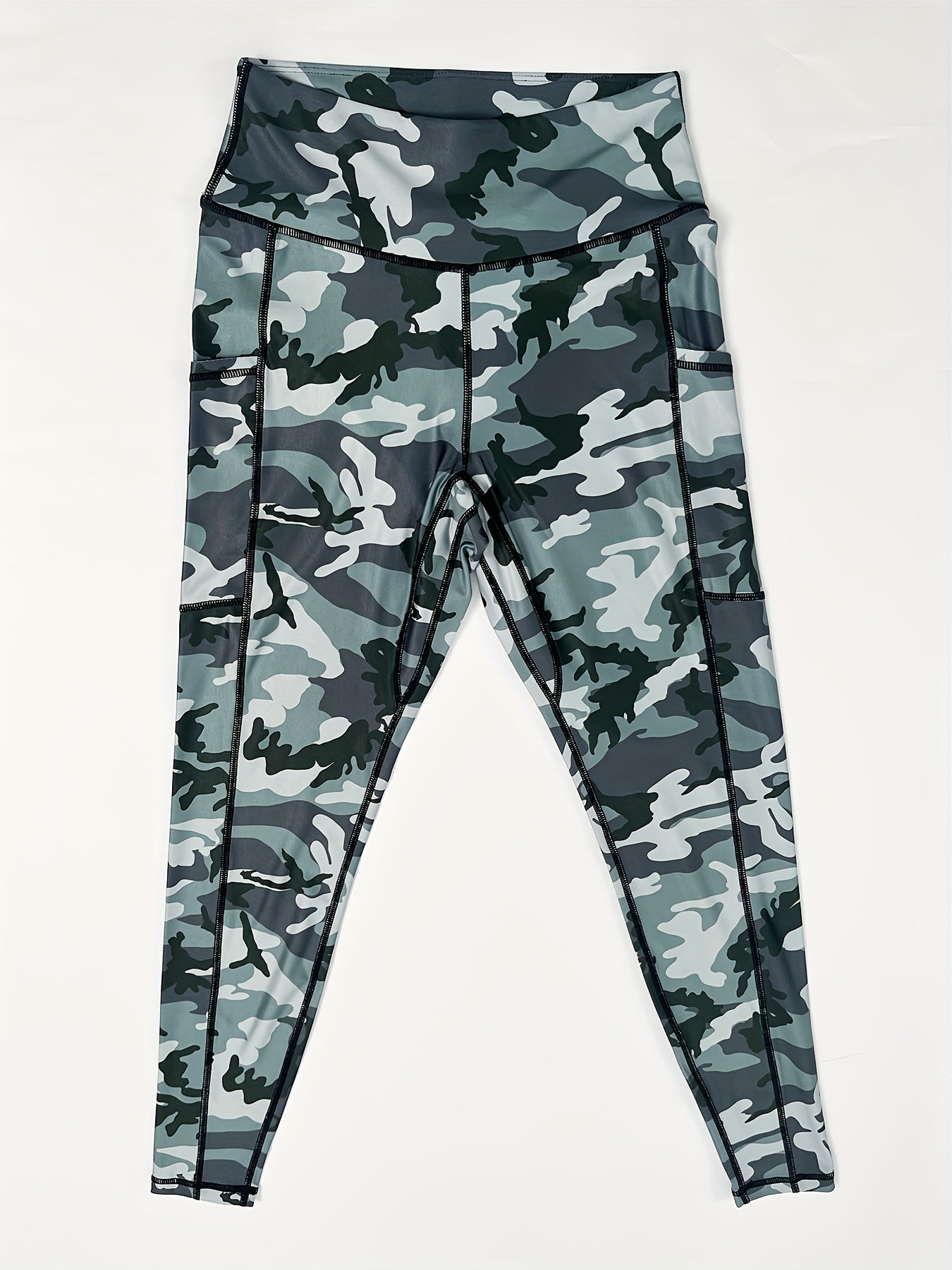 Camo Print Tummy Control Yoga Pants With Pockets