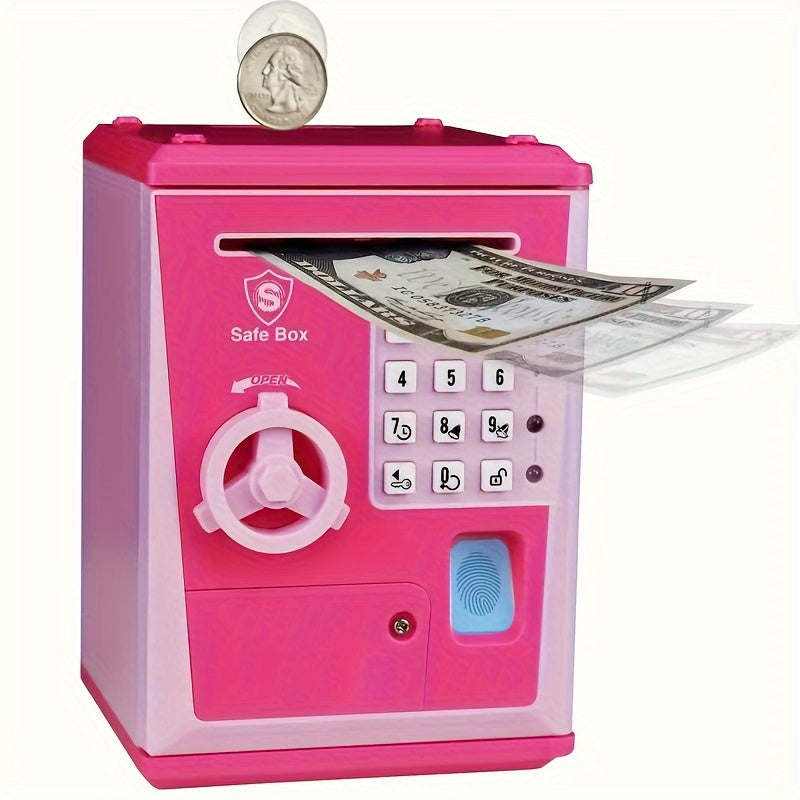 Kids Fingerprint Security Bank ATM Real Money Savings Gift