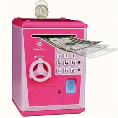 Kids Fingerprint Security Bank ATM Real Money Savings Gift