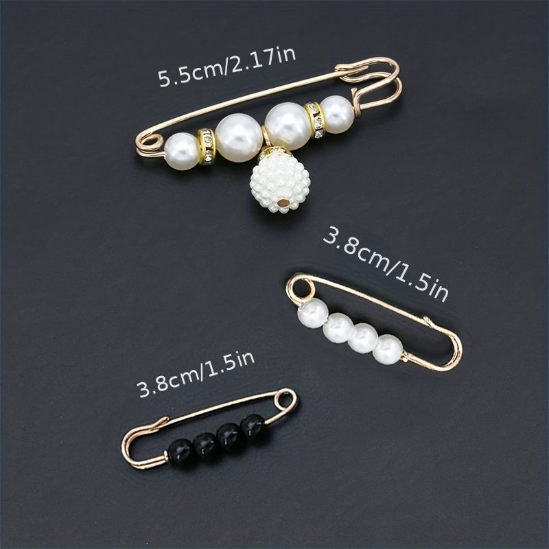 Faux Pearl Brooch Pins Set for Clothing Decoration