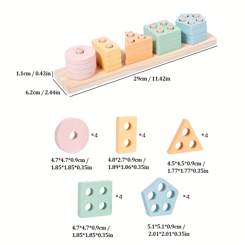 Montessori Geometric Shape Stacking Blocks Educational Toy
