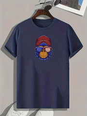 Stars & Stripes & Monkey Print Men's Comfy T shirt Active Slightly Stretch