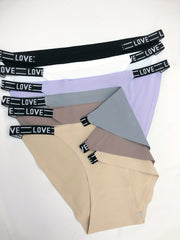 6pcs Seamless Letter Tape Hipster Panties Soft Intimates Women's Lingerie