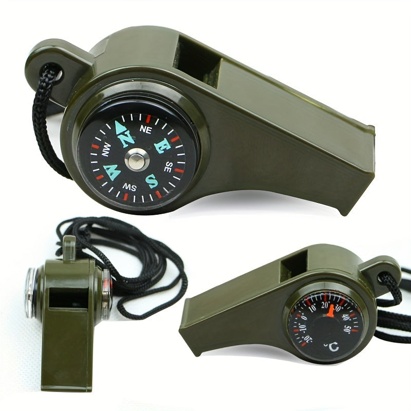 3-in-1 Emergency Whistle with Compass Thermometer