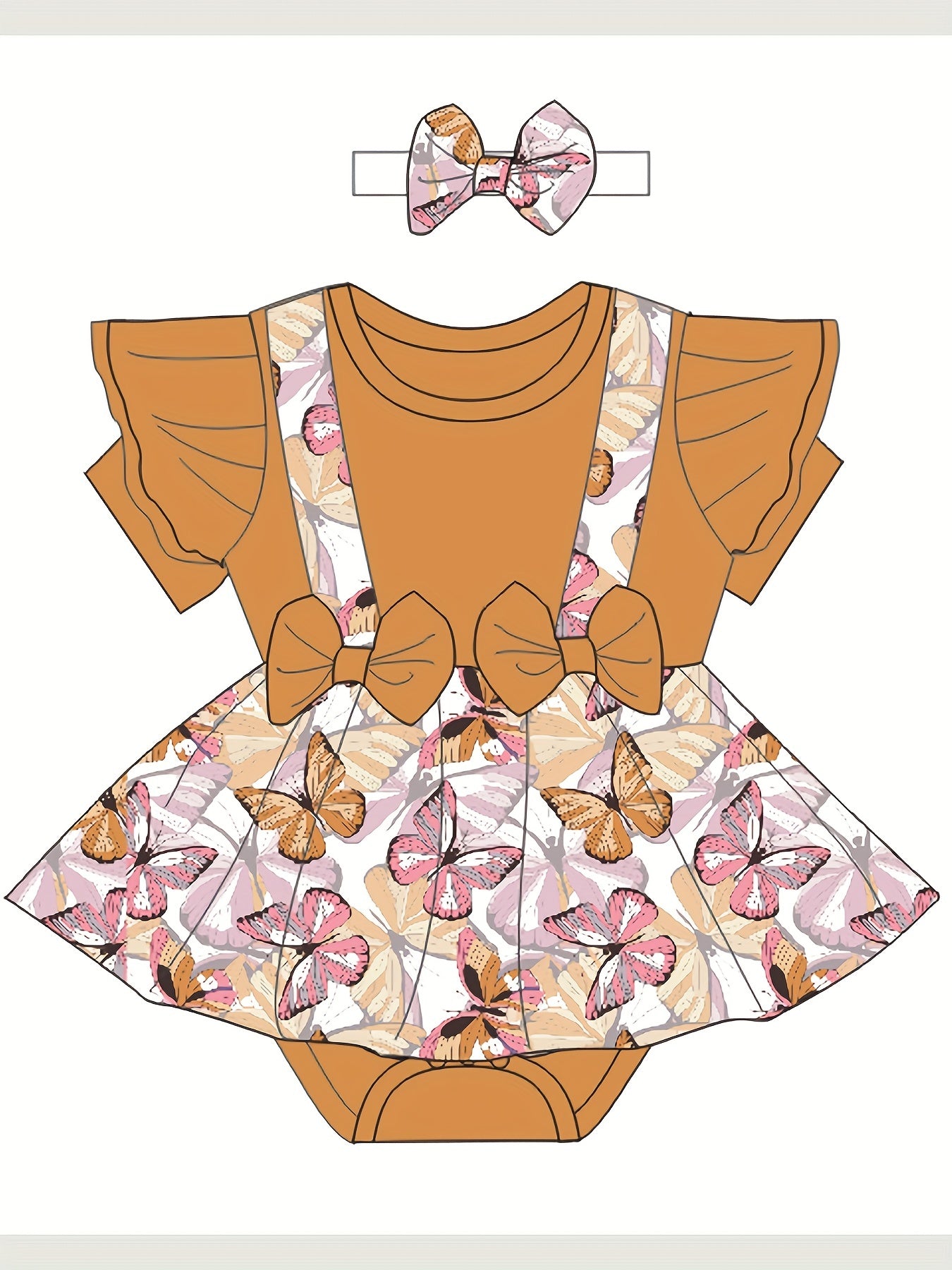 Baby Girls Floral Print Romper Dress Set