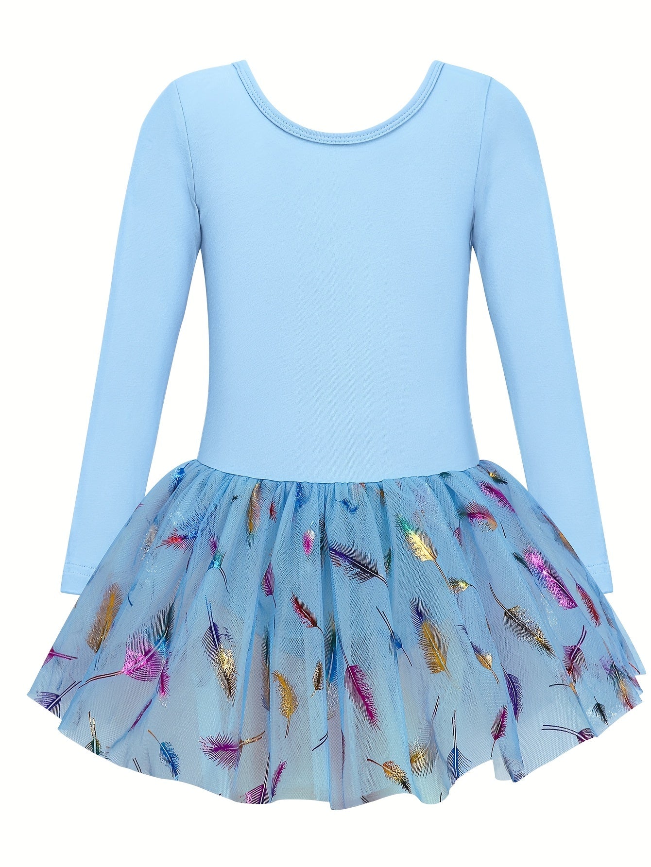 Girls Comfy Cross Back Long Sleeve Tutu Ballet Leotard