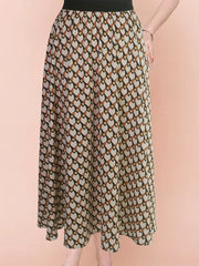 Geometric Print High Waist Skirt - Women's Casual Skirt