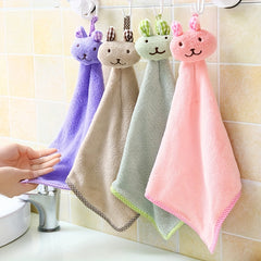 Cute Rabbit Hanging Fingertip Towel Coral Velvet Absorbent Soft Towel