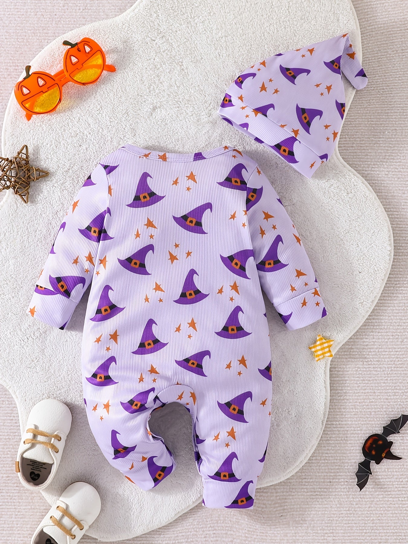 Halloween Party Girls Witch Hat Onesie Set