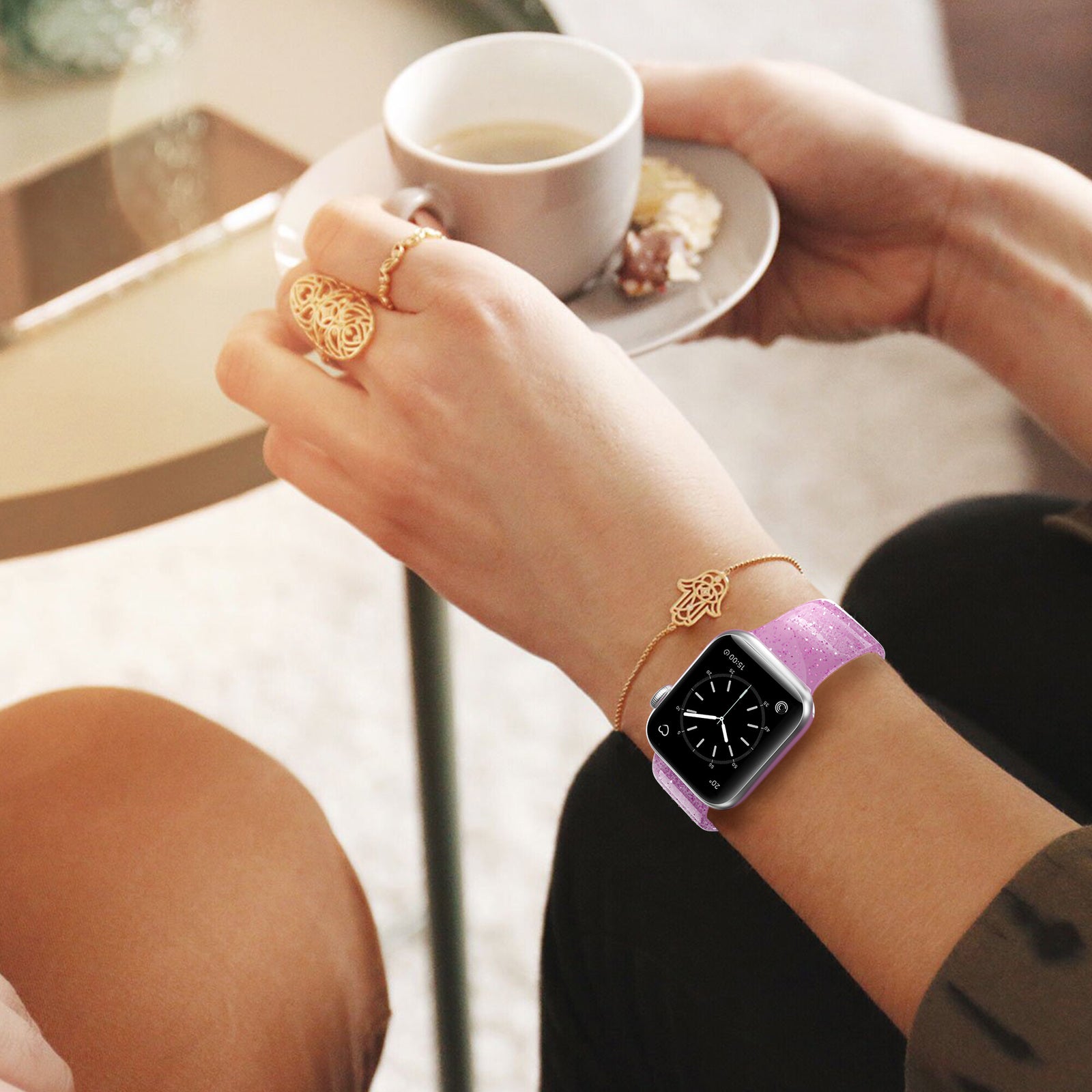 Silicone Glitter Buckle Waist Watch Band Decoration