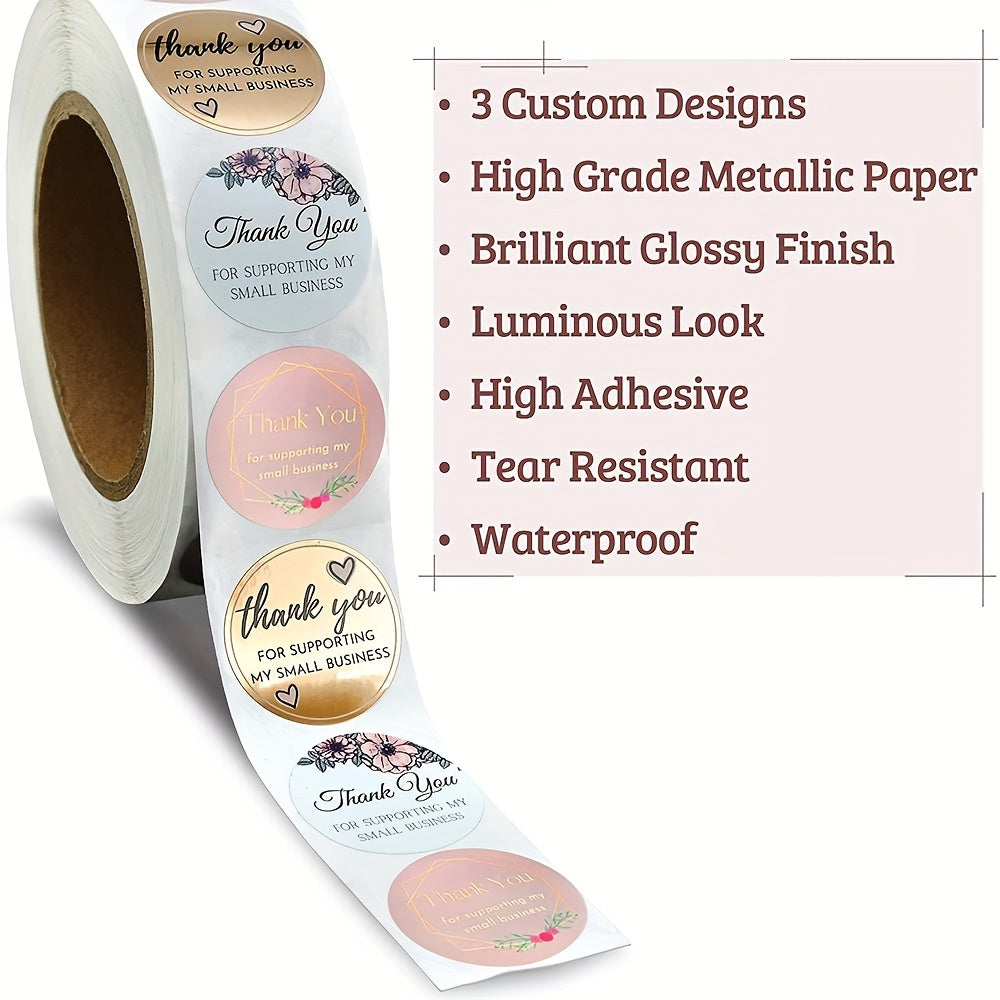 500pcs Thank You Stickers For Small Business 2 3 Pattern Gift Sealing Stickers