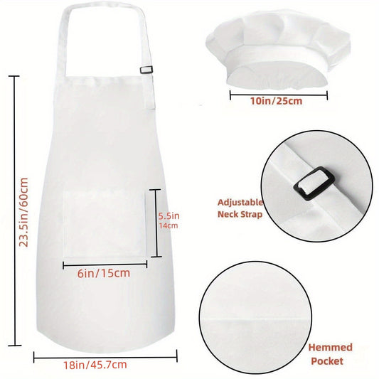 Kids Apron and Chef Hat Set Skincare-Friendly with Pockets