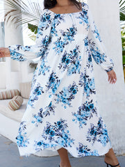 Floral Print Long Sleeve Maxi Dress Plus Size