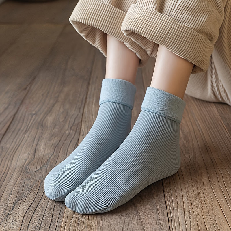 5 Pairs Winter Warm Snow Socks Fleece Crew Socks