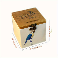 Wooden Bird Pattern Piggy Bank Storage Box Gift