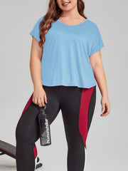 Solid Short Sleeve Sports Top Women's Plus Medium Stretch