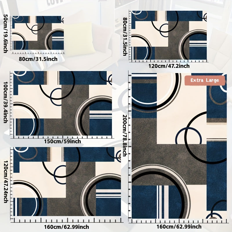 Geometric Non Slip Rug for Living Room Bedroom Nursery Patio Garden