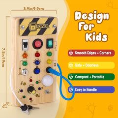 8 LED Light Switches Sensory Toy Montessori Busy Board For Toddlers 1+