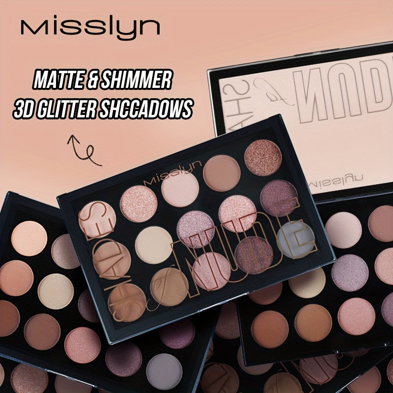 15 Shades Nude Eyeshadow Palette Natural Matte Shimmer Glitter Makeup