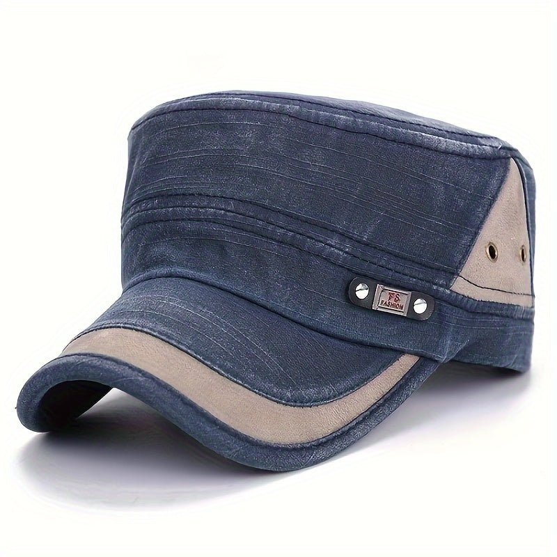 Men's Distressed Vintage Military Flat Top Sun Hat