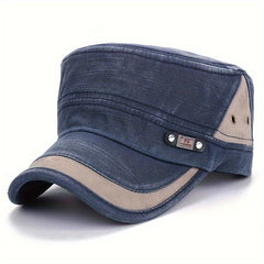Men's Distressed Vintage Military Flat Top Sun Hat