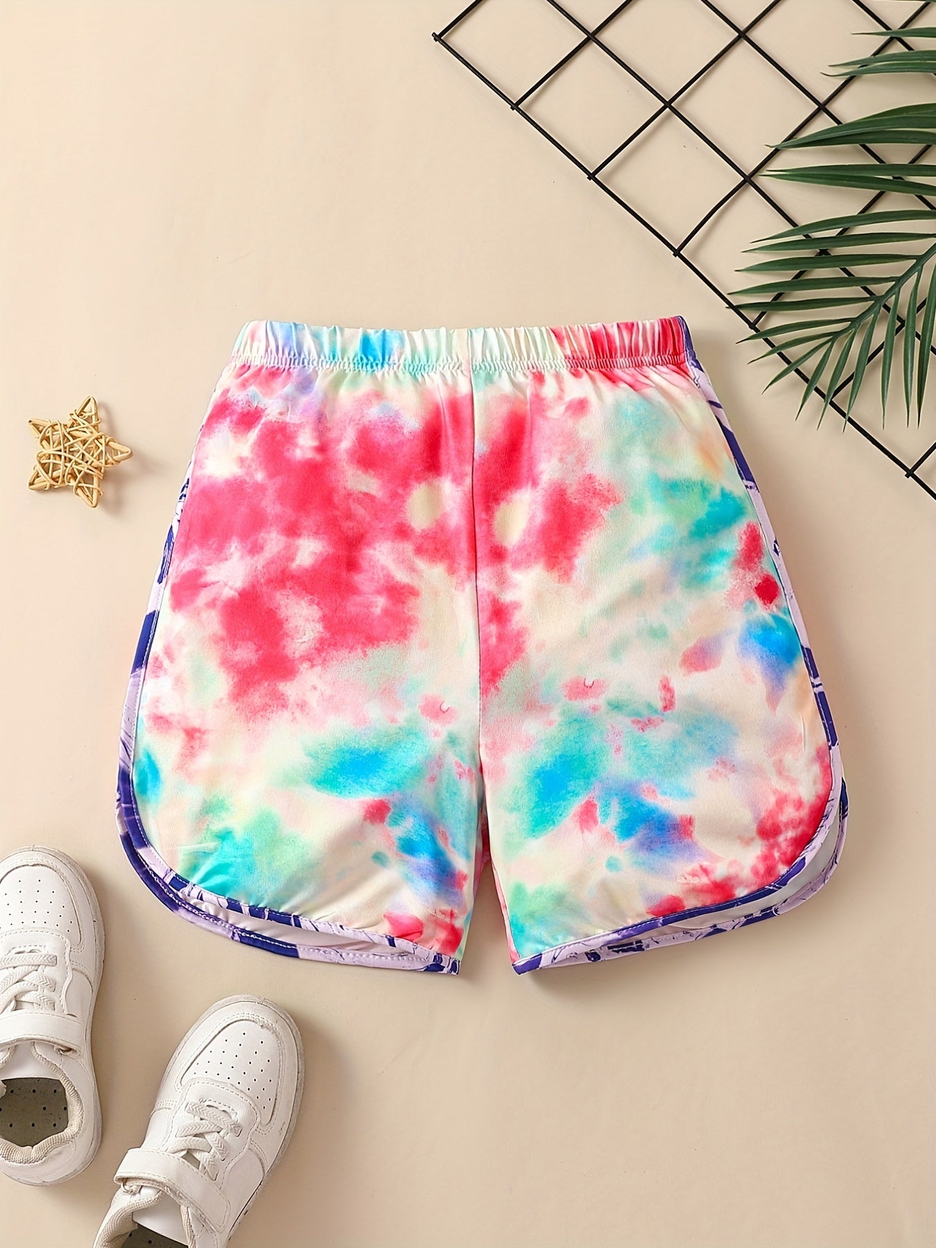 Girls Tie Dye Track Shorts Breathable Summer Sports Shorts
