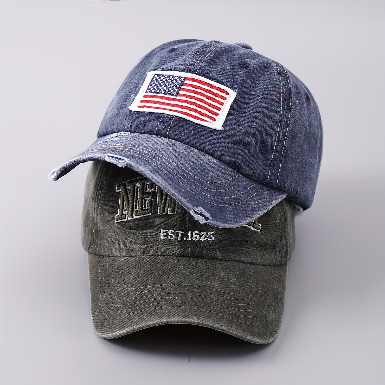 Embroidered NY Alphabet Flag Baseball Cap Curved Brim Sunshade Hat