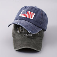 Embroidered NY Alphabet Flag Baseball Cap Curved Brim Sunshade Hat
