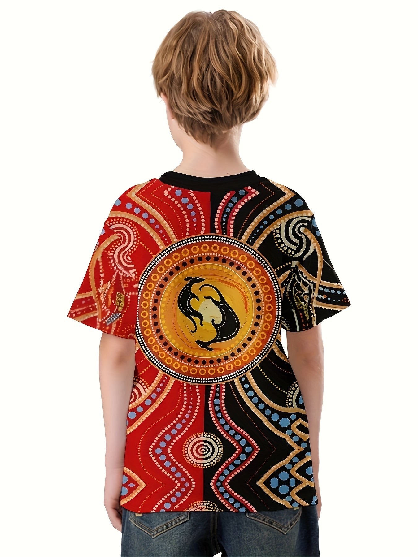 Boys Creative Pattern T-shirt Casual Stylish Short Sleeve Top