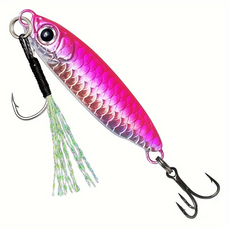 6pcs Fishing Jigs 3D Eyes Metal Spoons Long Casting Hard Bait Treble Hook
