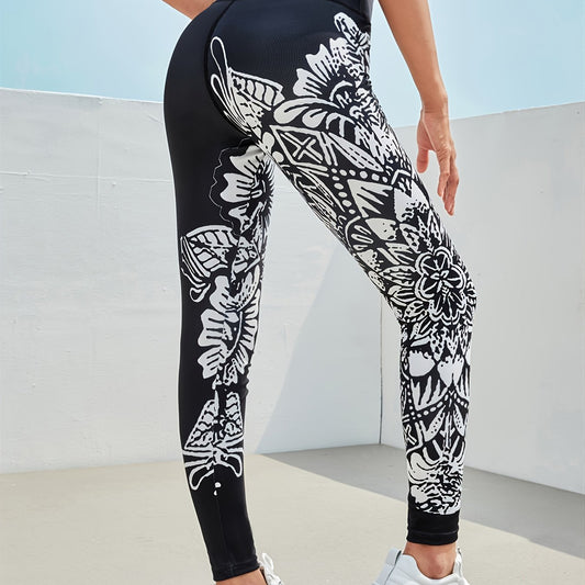 Colorful Digital Print Yoga Leggings High Waist Stretch