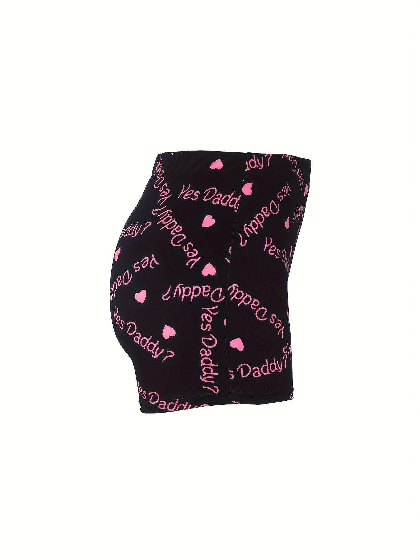 Women's Plus Heart & Slogan Print High Rise Skinny Shorts