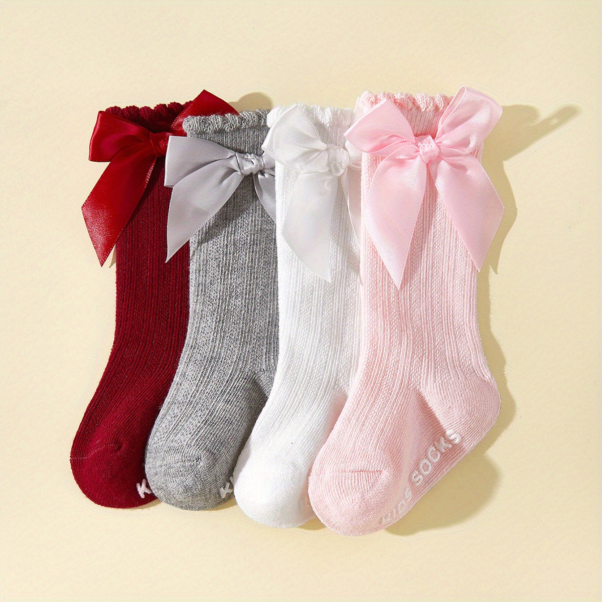 Baby Girls Bow Decor Anti Mosquito Knee High Stocking Socks